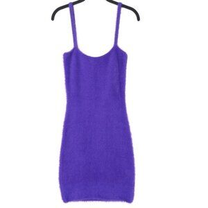 NASTY GAL COLLECTION Women's Faux Fur Mini Dress‎ SMALL Bodycon Spaghetti Strap